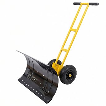 SHADE GRAPHIX 29.1" Wheeled Snow Shovel with Adjustable Handle, Dual Rod Plow Shovel