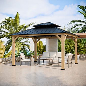SHADE GRAPHIX 11 ft. W x 13 ft. D Hardtop Gazebo with Galvanized Steel Double Roof