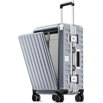 LUGGEX 21 Inch Carry On Aluminum Luggage, 100% PC shell Zipperless Suitcase SF81 - ZX-Pro