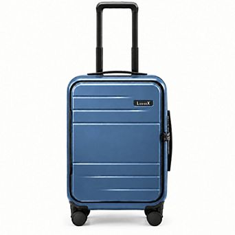 LUGGEX 20 Inch Carry On Luggage Top Opening, Aluminum Frame PC Hardside Suitcase FLA - LX-FX
