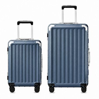 LUGGEX Luggage Sets 20" Carry on and 28" Checked Luggage, Aluminum Frame Zipperless 8010S - ZX-Core
