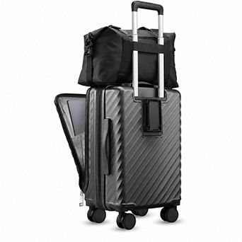 LUGGEX 20 Inch Front-Opening Carry-On Luggage with TSA Lock and Tote Bag KVF - LX-FX