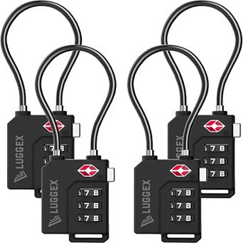LUGGEX TSA Locks for Luggage, 4 Luggage Locks, Suitcase Locks TSA Approved