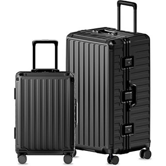LUGGEX Luggage Set 21" Carry on and 30" Checked Luggage, Aluminum Frame Zipperless 8010S -ZX-Core