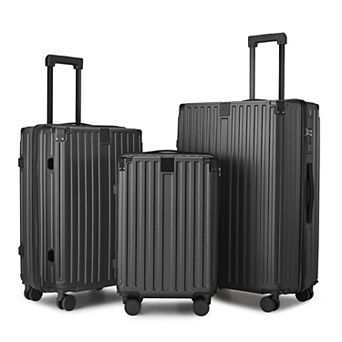 3 pc Hardside Luggage Set with Telescopic Handle, Lightweight ABS Suitcases for Travel