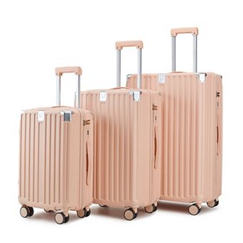 3 pc Hardside Luggage Set with Telescopic Handle, Lightweight ABS Suitcases for Travel