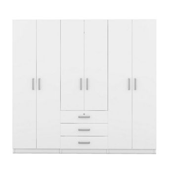 6-Doors Wooden Wardrobe Storage for Bedroom, with Big Drawers