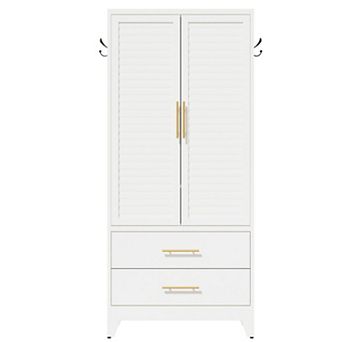 71″ 2 Doors and Drawers Metal Wardrobe,Portable Closet for Small Apartments,Dorm,Easy Assembly