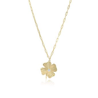 Fluted Lucky Clover Paperclip Necklace