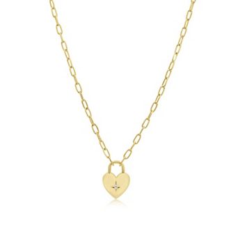 Padlock Heart Paperclip Necklace