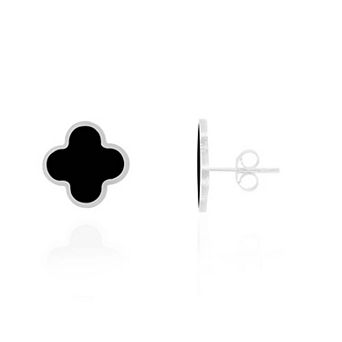 Classic Onyx Clover Stud Earrings