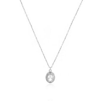 CZ Oval Double Bezel Necklace