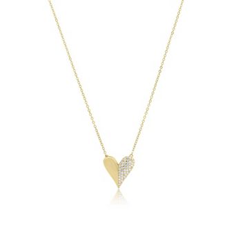 Half & Half CZ Single Heart Necklace