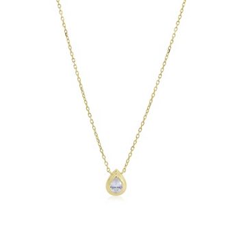 CZ Pear Double Bezel Necklace