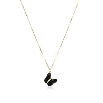 Asymmetrical Onyx Butterfly Necklace