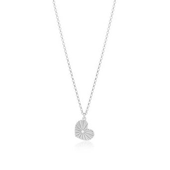 CZ Fluted Single Heart Necklace