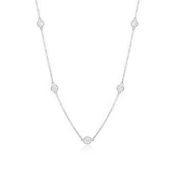Long CZ Station Chain Necklace