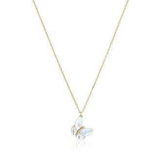 Asymmetrical Mother of Pearl Butterfly Necklace