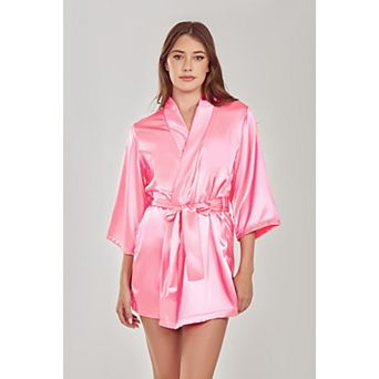 Lustrous Satin Wrap Loungewear Robe