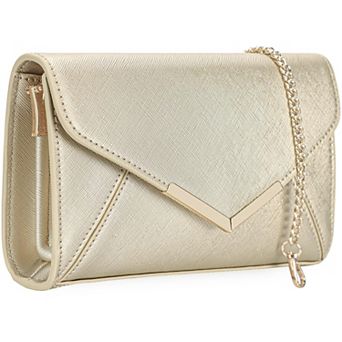 Women Faux Saffiano Leather Evening Clutch Crossbody Handbag Formal Purse