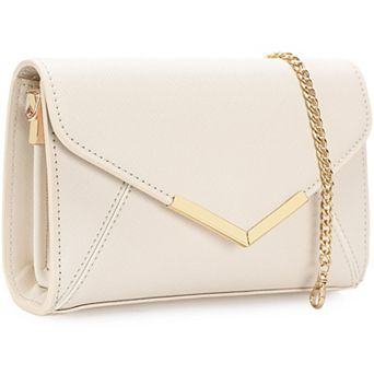Women Faux Saffiano Leather Evening Clutch Crossbody Handbag Formal Purse