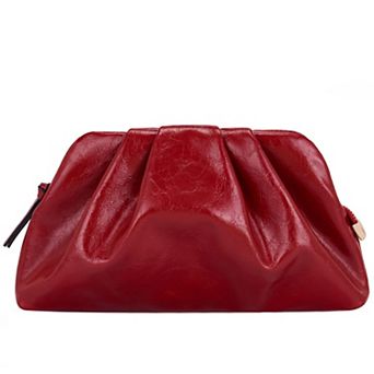 Shiny Vegan Leather Cloud Shell Evening Clutch Purse With Strap