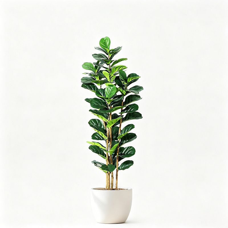 6 ft Faux Fiddle Leaf Fig Tree with Pot, Faux Trees with Artificial ...