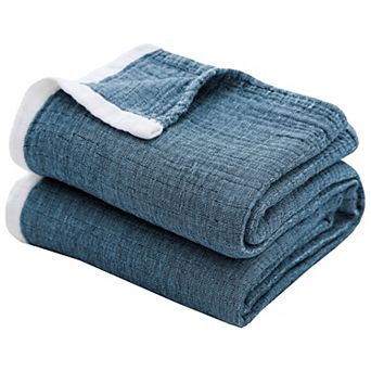 4 Layer Cotton Muslin Blanket Breathable Snag Resistant Soft Washable