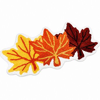 Fall Maple Leaf Tufted Bath Mat Absorbent Non Slip Farmhouse Home Decor