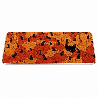Fall Pumpkin Cat Toilet Rug Non Slip Stain Resistant Easy Clean