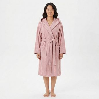 Women Hooded Terry Cloth Bathrobe Soft Absorbent Spa Robe for Women