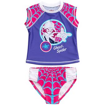 Marvel Ghost-Spider 2 pc Swimwear Rash Guard and Bikini Bottom Set