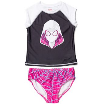 Marvel Ghost-Spider 2 pc Swimwear Rash Guard and Bikini Bottom Set