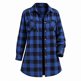 Womens Plaid Flannel Shirt Long Sleeve Button Down Oversized