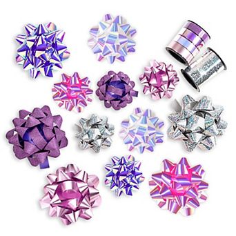 14 Pack Multicolor Gift Bows With Curly Ribbons