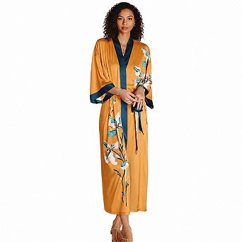 Women Satin Silk Kimono Robe Lightweight Soft Luxury Bathrobe Dressing Gown