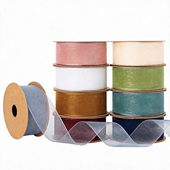 9 Pack Organza Sheer Ribbon Set for Flower Gift Craft Decor