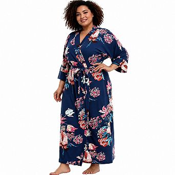 Plus Size Long Kimono Robes Maternity Nursing Sleepwear Lounge Spa Wear