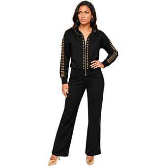 Donna Vinci Sport Women's Gold Studded Jacket & Pant Set