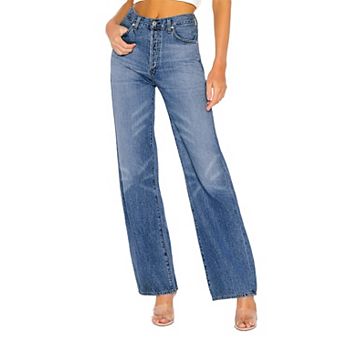 Womens Wide Leg Straight Baggy Jeans Trendy