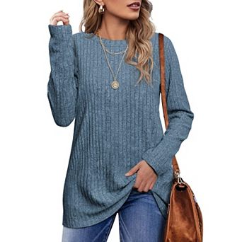 Womens Long Sleeve Loose Crew Neck Tunic Top Dressy Casual Fall Winter