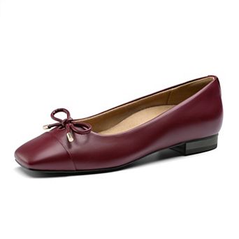 Womens Bow Square Arch Support Ballet Flats Ballerina Shoes