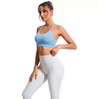 Sol Living Women's Y-Shaped Back Sports Bra High Support Shockproof