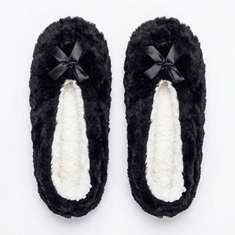 Women's Fuzzy Bow Slipper Socks