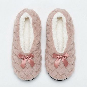 Women's Fuzzy Bow Slipper Socks