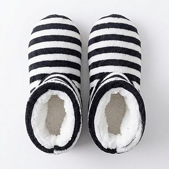 Women's Striped Fuzzy Slipper Boots US 5-10.5