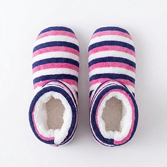 Women's Striped Fuzzy Slipper Boots US 5-10.5