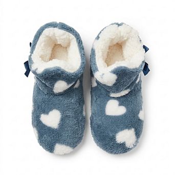 Women's Fuzzy Heart Bow Slipper Boots