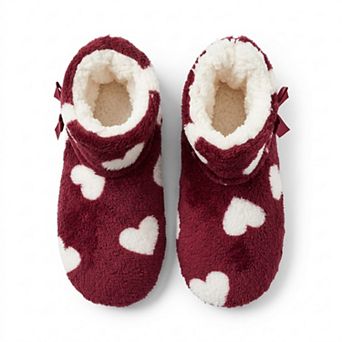 Women's Fuzzy Heart Bow Slipper Boots