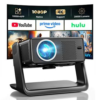 Mini Projector with WiFi and Bluetooth, 1080P Projector 28000 Lumens, Built-in Apps
